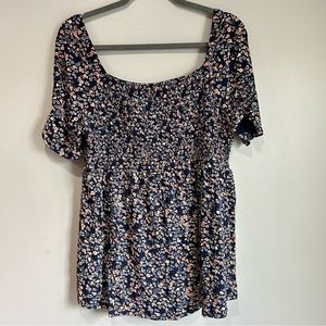 Maternity Floral Babydoll Off-the-shoulder Blouse